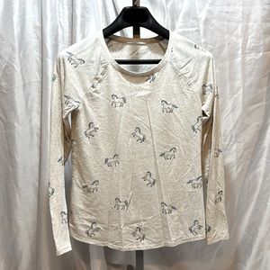 Justice Beige Long Sleeve T-Shirt With Horses